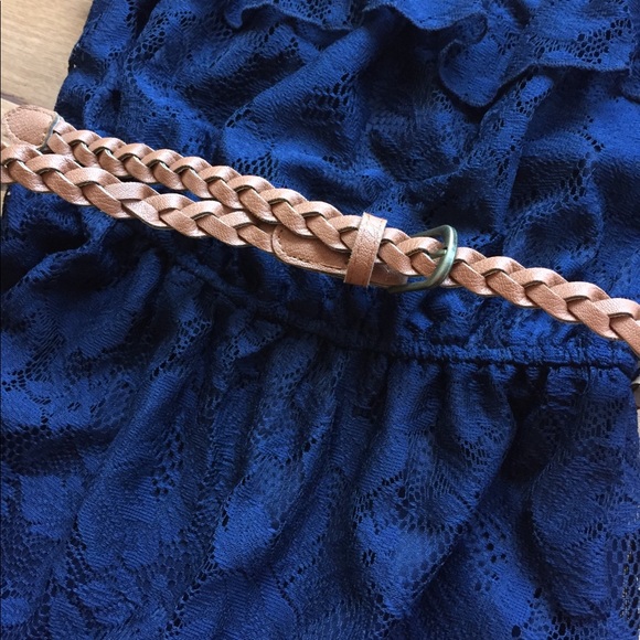 Trixxi Blue Strapless High Low Dress W/ Belt small - Picture 5 of 6